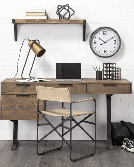 16" Circle Blue Glass Analog Wall Clock