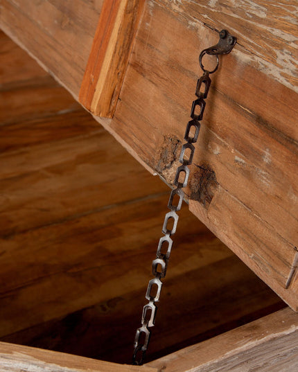 49" Natural Wood Octagon Distressed Lift Top Abstract Coffee Table