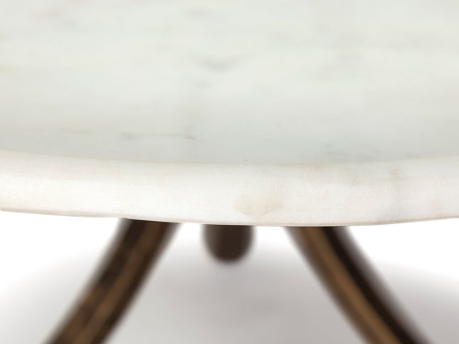 36" Brown and Gold Wood and Metal Round Coffee Table With Shelf