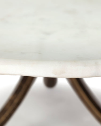 36" Brown and Gold Wood and Metal Round Coffee Table With Shelf