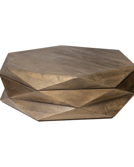 48" Brown Wood Hexagon Coffee Table