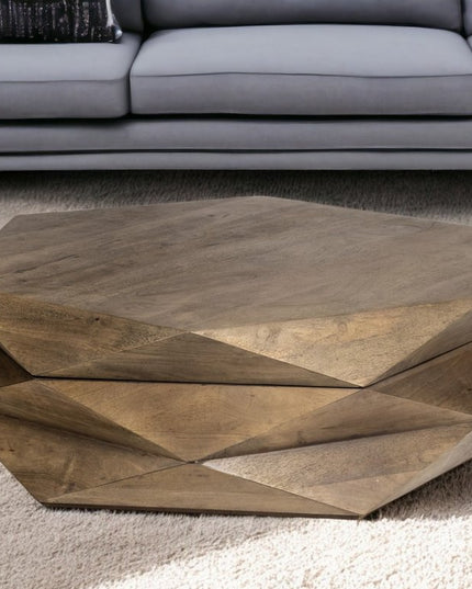 48" Brown Wood Hexagon Coffee Table