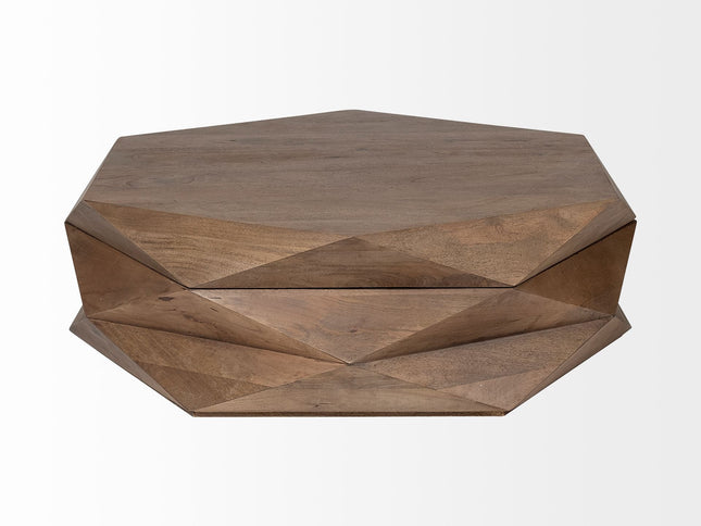48" Brown Wood Hexagon Coffee Table