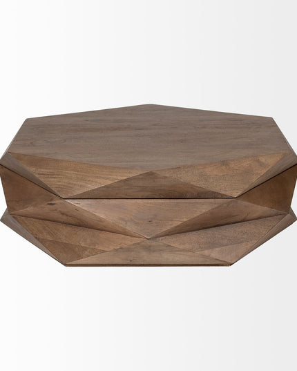 48" Brown Wood Hexagon Coffee Table