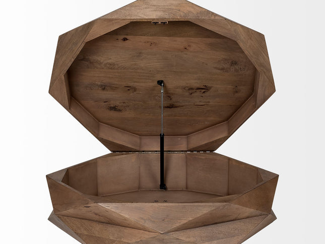 48" Brown Wood Hexagon Coffee Table