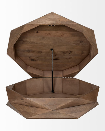 48" Brown Wood Hexagon Coffee Table