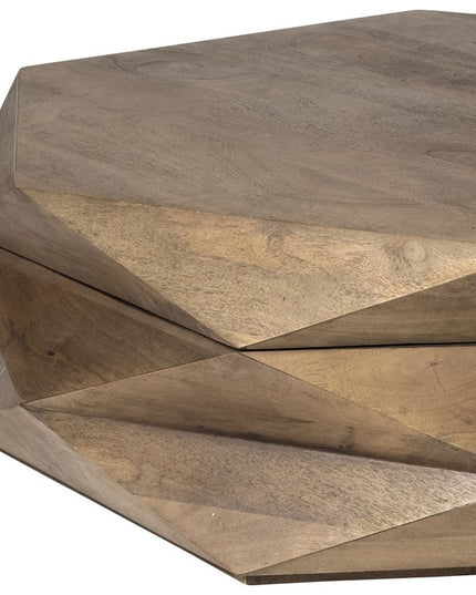 48" Brown Wood Hexagon Coffee Table