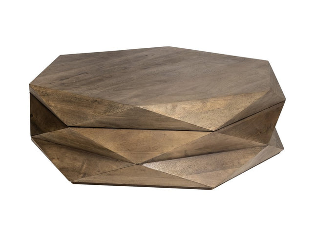 48" Brown Wood Hexagon Coffee Table