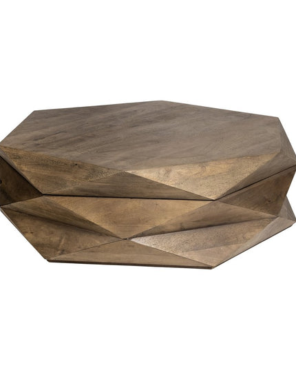 48" Brown Wood Hexagon Coffee Table