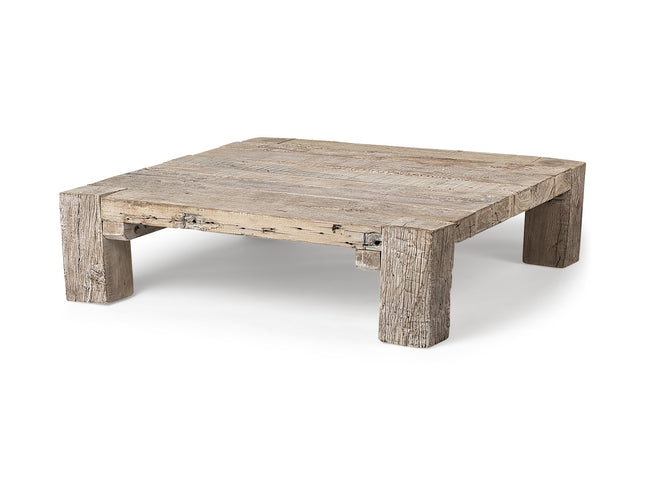 48" Natural Wood Distressed Coffee Table