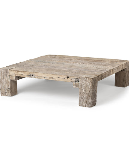48" Natural Wood Distressed Coffee Table