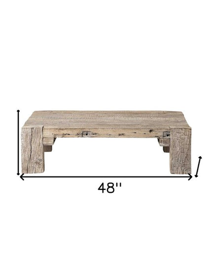 48" Natural Wood Distressed Coffee Table
