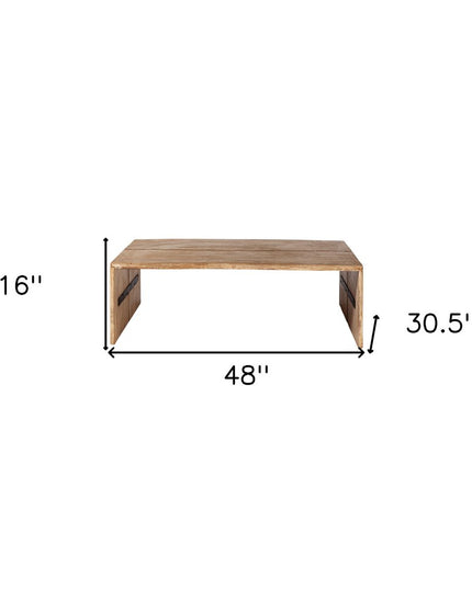 48" Brown Solid Wood Coffee Table