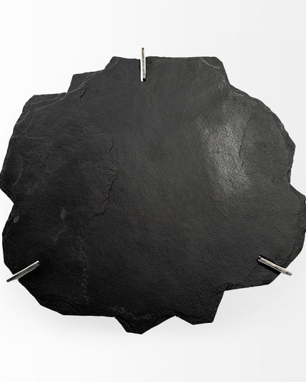 40" Black and Gold Stone and Iron Free Form Distressed Coffee Table