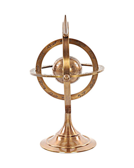 8" Bronze Metal Armillary Sphere Tabletop Sculpture