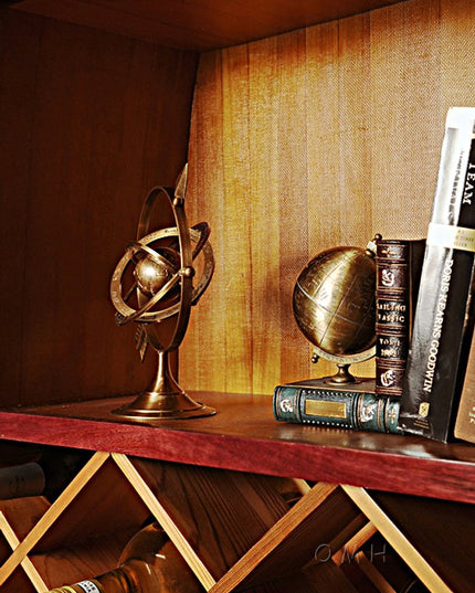 8" Bronze Metal Armillary Sphere Tabletop Sculpture