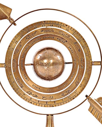 8" Bronze Metal Armillary Sphere Tabletop Sculpture