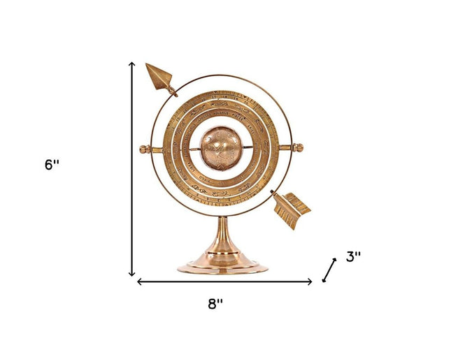 8" Bronze Metal Armillary Sphere Tabletop Sculpture