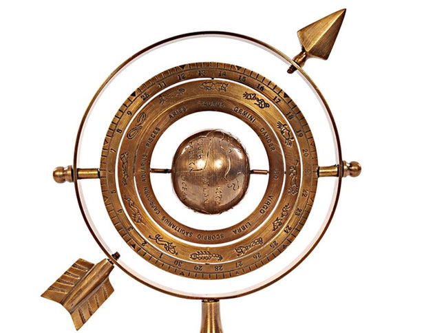 8" Bronze Metal Armillary Sphere Tabletop Sculpture