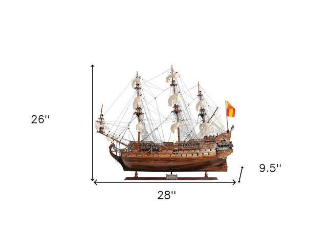 Sailboat Model With Chrome And Brass Fittings