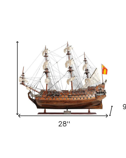 Sailboat Model With Chrome And Brass Fittings