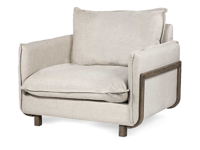 42" Cream and Brown Linen Club Chair