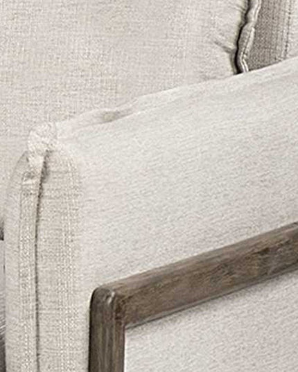 42" Cream and Brown Linen Club Chair