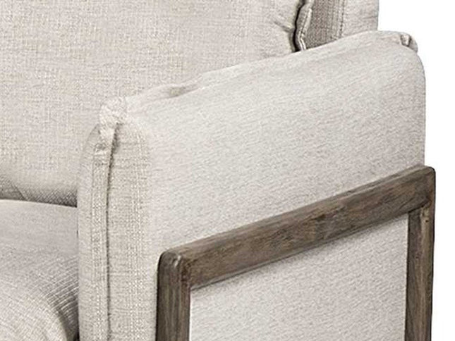 42" Cream and Brown Linen Club Chair