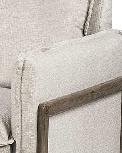 42" Cream and Brown Linen Club Chair