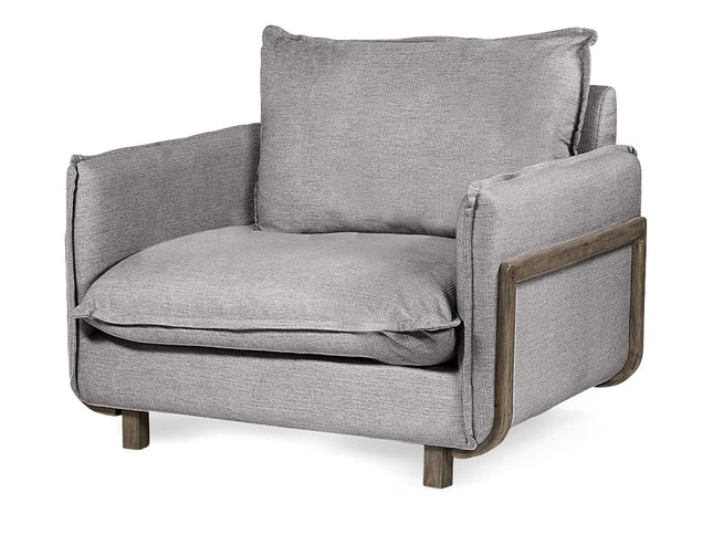 42" Gray and Brown Linen Arm Chair