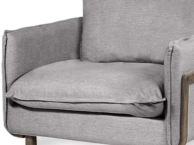 42" Gray and Brown Linen Arm Chair