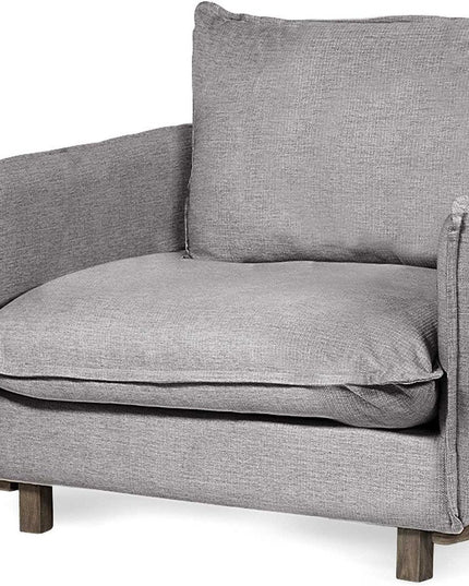 42" Gray and Brown Linen Arm Chair