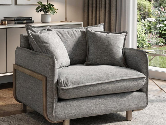 42" Gray Linen Arm Chair