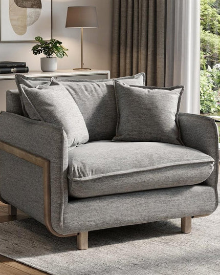 42" Gray Linen Arm Chair