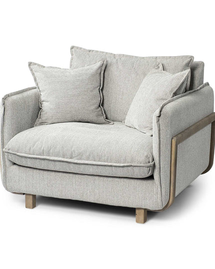 42" Gray and Brown Fabric Club Chair