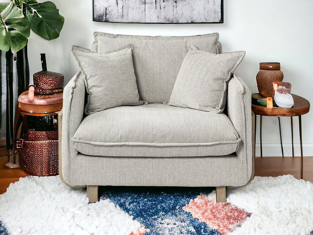 42" Gray and Brown Fabric Club Chair