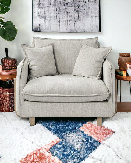 42" Gray and Brown Fabric Club Chair