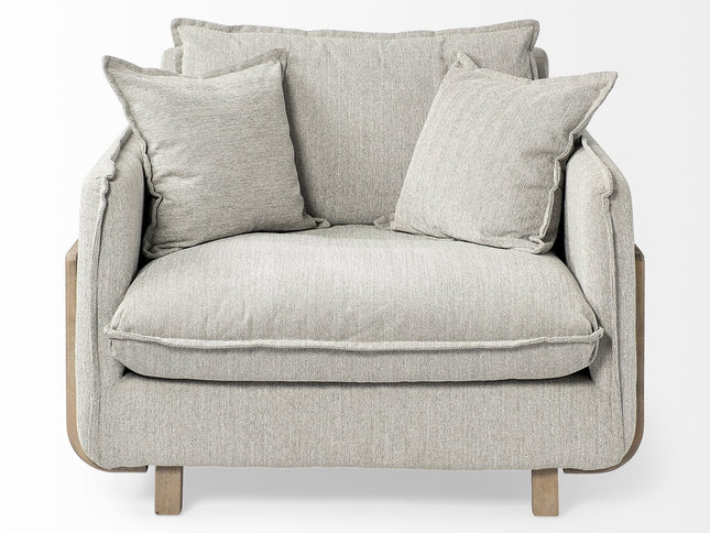 42" Gray and Brown Fabric Club Chair