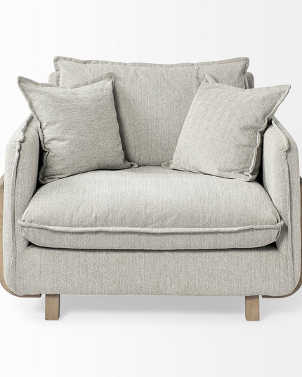 42" Gray and Brown Fabric Club Chair