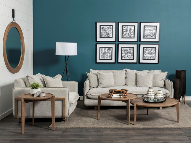 42" Gray and Brown Fabric Club Chair