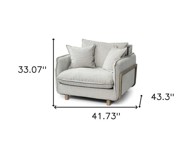 42" Gray and Brown Fabric Club Chair