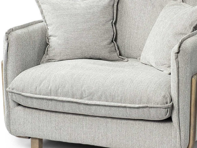 42" Gray and Brown Fabric Club Chair