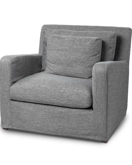 38" Gray and Brown Linen Arm Chair