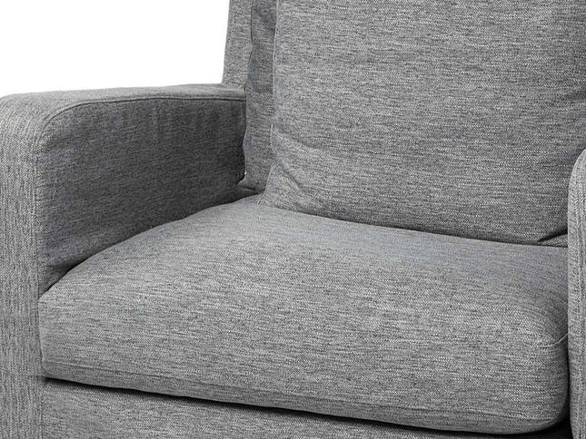 38" Gray and Brown Linen Arm Chair