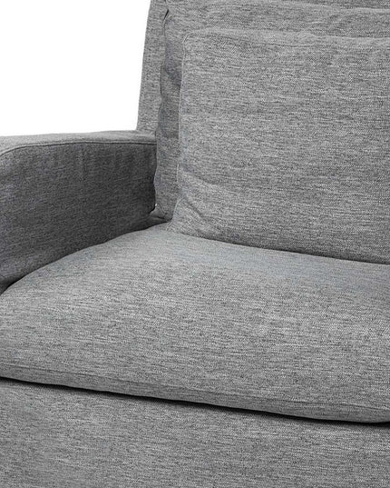 38" Gray and Brown Linen Arm Chair