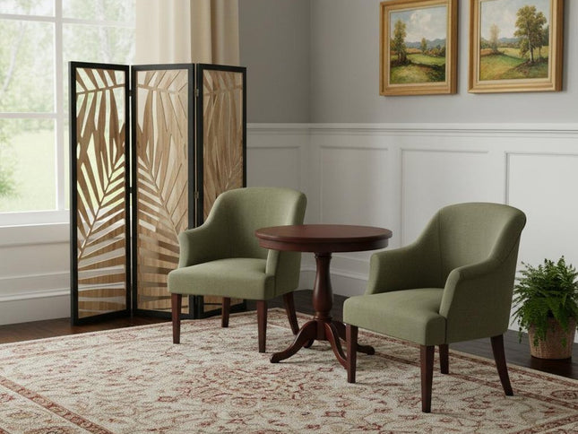 67" Brown Solid Wood Folding Three Panel Screen Room Divider