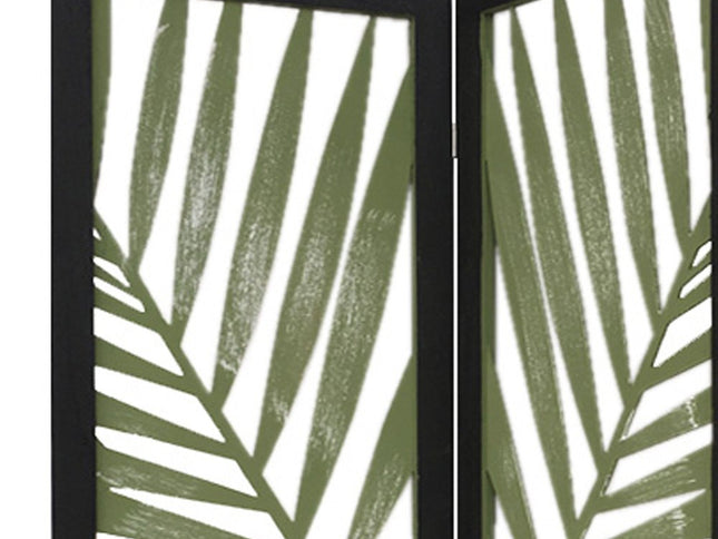 67" Green Solid WoodFolding Three Panel Screen Room Divider