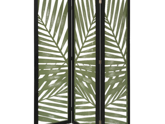 67" Green Solid WoodFolding Three Panel Screen Room Divider