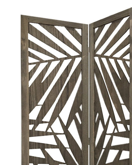 67" Gray Solid WoodFolding Three Panel Screen Room Divider