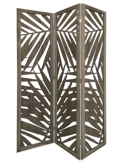 67" Gray Solid WoodFolding Three Panel Screen Room Divider